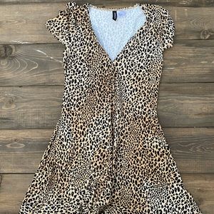 Animal Print Wrap Dress
